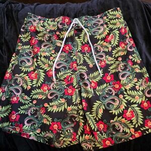 Dragon Ball Z Swim Trunks Men M Board Shorts Lined Hawaiian Shenron Dragon Black